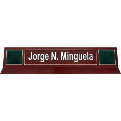 classic design green desk nameplate  in wood
