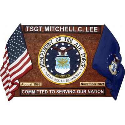 military retirement plaque  two flags design
