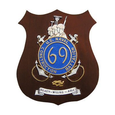 us naval construction battalion 69 shield plaque