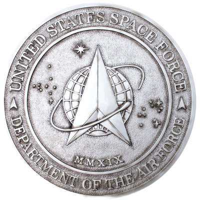 us space force departmental seal in silver metal effect finish
