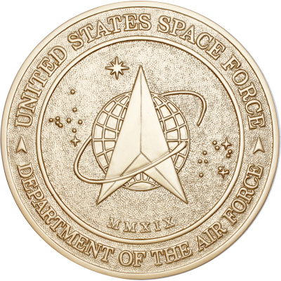 us space force seal  plaque in gold metal finish