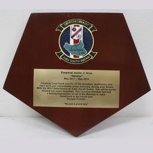 Example of military retirement plaque with dedication